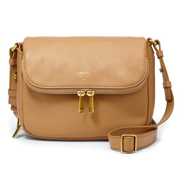 Fossil Handbags - Fossil Tan Leather Preston Small Flap Crossbody
